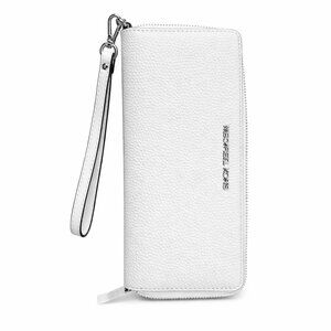 Michael Kors Jet Set Travel Large Continental Wallet in Optic White with silver